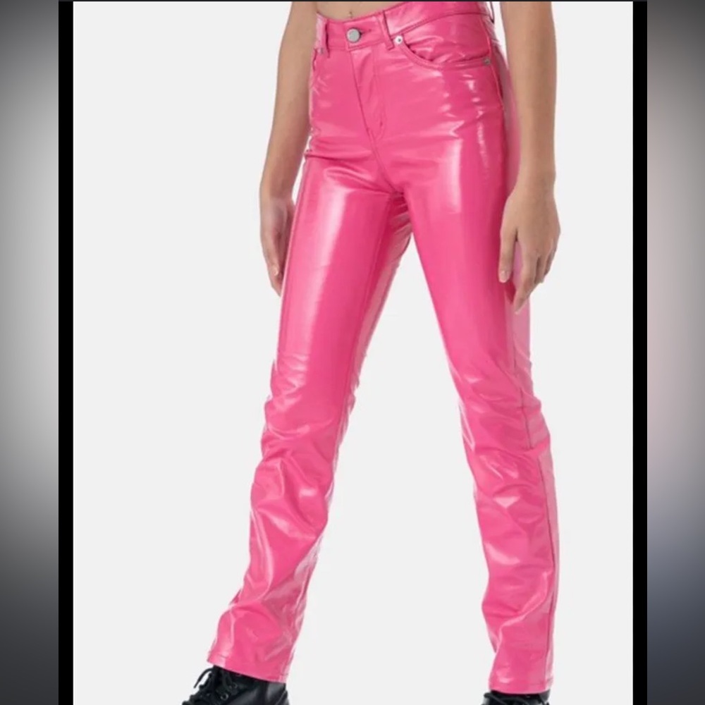 adika pink faux leather pants